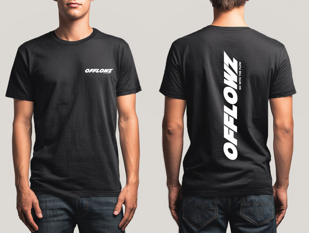 Offlowz Athletic Black Print Cotton Crew Neck T-Shirt