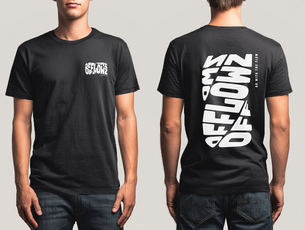 Offlowz Classic Swirl Black Print  Cotton Crew Neck T-Shirt