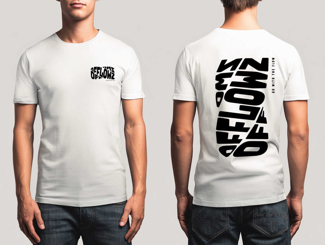 Offlowz Classic Swirl Black Print  Cotton Crew Neck T-Shirt